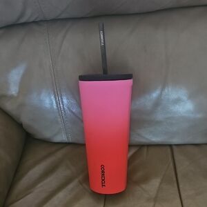Corkcicle Coral Gradient Tumbler with Straw